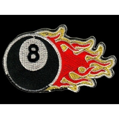 Nášivka EIGHT ball flaming vyšívaná zažehlovací