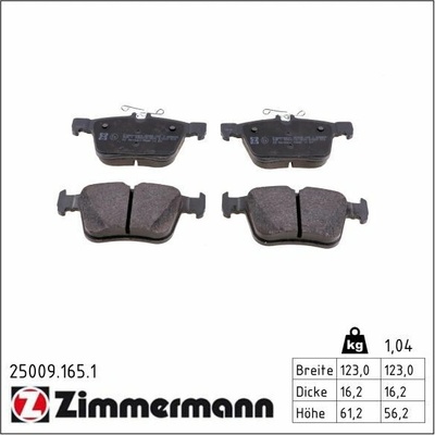 Sada brzdových platničiek kotúčovej brzdy ZIMMERMANN 25009.165.1