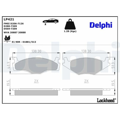Sada brzdových platničiek kotúčovej brzdy DELPHI LP421