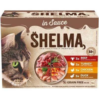 Shelma Cat Multipack GF dušené filetky masové receptury v omáčce 12x 85 g