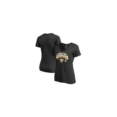 Dámske tričko Pittsburgh Penguins Fanatics Branded 2017 Stanley Cup Champions Slapshot V Neck T Shirt Black