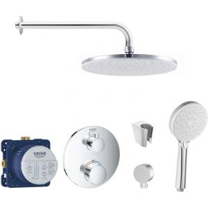 SANITINO - Душ комплект с термостат Grohe и скрито тяло, аксесоари kielle, хром SANI21GKK006 (SANI21GKK006)