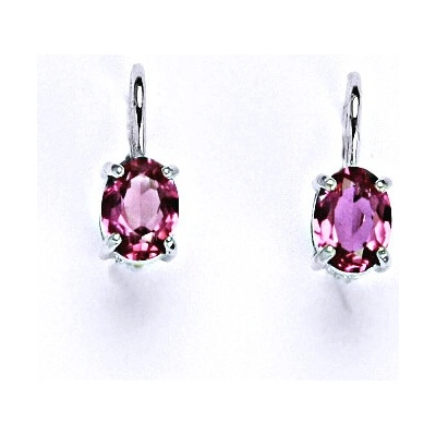 Čištín Stříbrné náušnice, zirkon fuchsia 7x5 mm - NK 1246