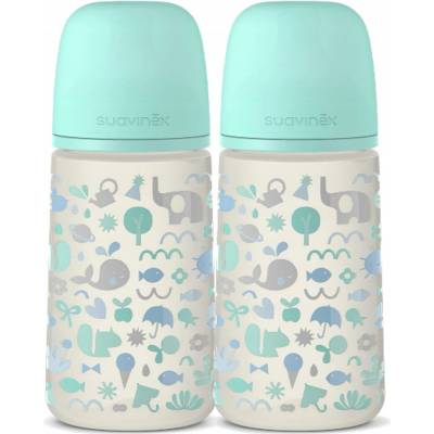Suavinex kojenecká láhev Fox stříbrná 270ml