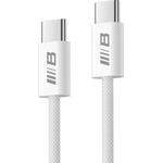 Blueo - Кабел за данни - Type-C към Type-C, бързо зареждане, оплетен, 2 м - бял