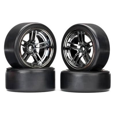 Traxxas колело 1.9", джанта split-spoke черен хром, гуми Drift (комплект)