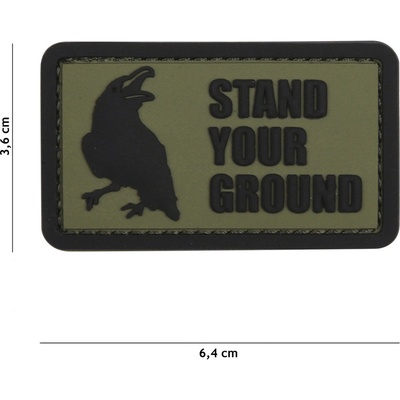 Gumová nášivka 101 Inc nápis Stand Your Ground - olivová