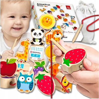 KORÁLKY DREVENÉ KOCKY NA NAVLIEKANIE MONTESSORI 42 KS ABECEDA