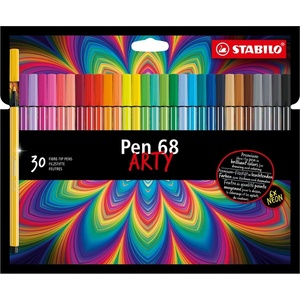 STABILO Комплект флумастери, Stabilo, Pen 68 24+6 neon ST6830-1, 30 цвята (ST6830-1)