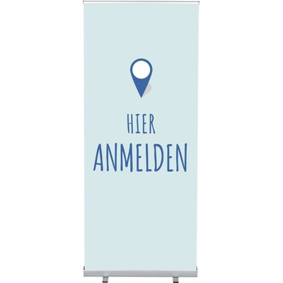 Jansen Display Set Roll-baneru Budget s vytištěným motivem, Přihlášení, modrý, německy, 870 x 2080 mm – Hledejceny.cz