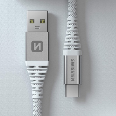Swissten 71541011 Kevlar USB / USB-C, 1,5m, bílý