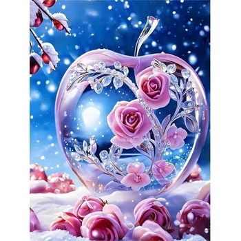 Norimpex - Puzzle Diamant painting: Glass apple with roses 30x40cm - 1 - 39 piese