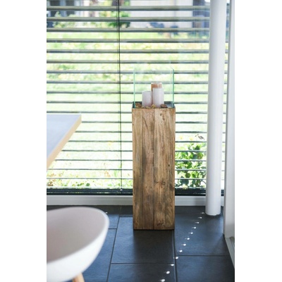 eshop-kvetinace.cz Dekorační svícen/sloup CANDELA, recyklované dřevo, výška 100 cm, hnědý
