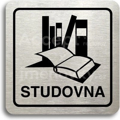 ACCEPT Piktogram studovna - stříbrná tabulka - černý tisk