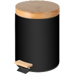 HORECANO HOME-Кош с педал и бамбуков капак 12L ЧЕРЕН Ø25xh38cm (78648-HF002-B) (0185138)
