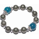 SILVEGO dámský kovový náramek s Pyritem a Achátem 40-1B