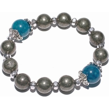 SILVEGO dámský kovový náramek s Pyritem a Achátem 40-1B