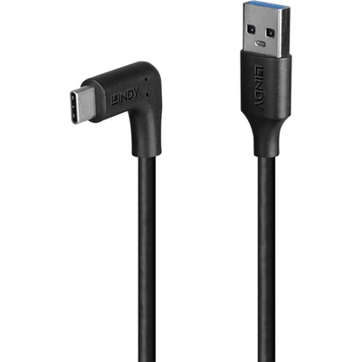 Lindy LNY-32013 : : Кабел USB 3.2, Type A към C, М-М, 90° под ъгъл, 10Gbps, черен, 1.0 м
