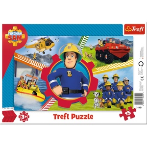 Trefl Пъзел в рамка Trefl от 15 части - Един ден на пожарникаря Сам (31351) - ozone
