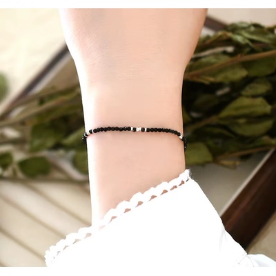 For Silver Náramek s korálky černého Spinelu - Stříbro 925