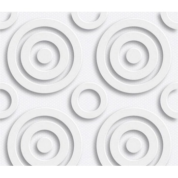 DIMEX ART s. r. o Луксозна флизелинова тапета бели ретро кръгове 3d