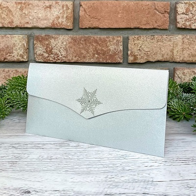 Obálka 200 x 100 mm na peníze (voucher) LUX - bílá s ražbou