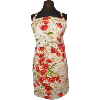 Tegatex Šitá zástěra dlouhá - vlčí mák béžový podklad