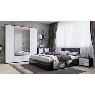 Спален комплект Канзас черен гланц и бял гланц