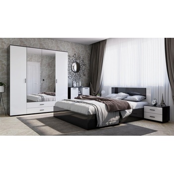 Спален комплект Канзас черен гланц и бял гланц