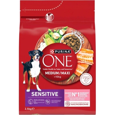 Purina ONE Sensitive adult velká a střední lososové rýže 2,5 kg