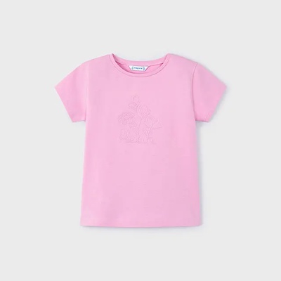 MAYORAL Тениска basic с къс ръкав в лилаво с бродирани цветя за мини момиче Mayoral