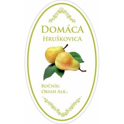 Samolepky na fľašu Hruškovica domáca, oválne biele, 16 ks