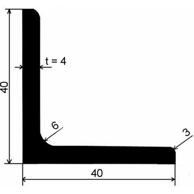 Profil L pozinkovaný 40×40×4 mm válcovaný – 6 m