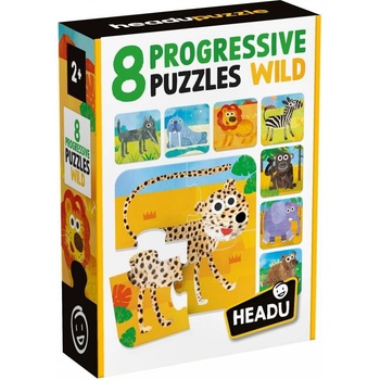 Headu Прогресивен пъзел, Headu, Дива природа 8 в 1, 28 части (HMU55607)