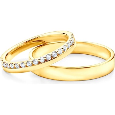 SAVICKI Сватбени халки Dream: злато, бял сапфир, плоски. 3 мм