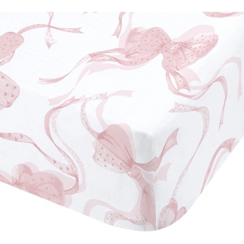Catherine Lansfield Бялo-розов еластичен чаршаф 150x200 cm Bow - Catherine Lansfield (BD/60655/W/KFD/WHP)