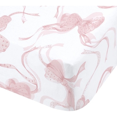 Catherine Lansfield Бялo-розов еластичен чаршаф 150x200 cm Bow - Catherine Lansfield (BD/60655/W/KFD/WHP)