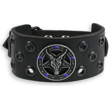 Image 1 of Leather & steel fashion Гривна Бафомет - черен - кристално синьо - LSF1 63-b