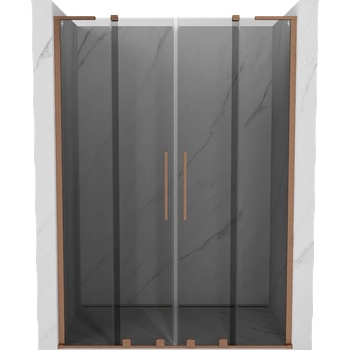 Mexen Velar L Duo плъзгащи се душ врати 160 см, графит, четкана мед - 871-160-003-42-65 (871-160-003-42-65)