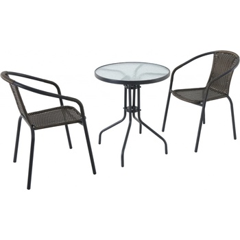 Creador Pikolo set Kovový kruhový stôl s dvoma stohovateľno stoličkami