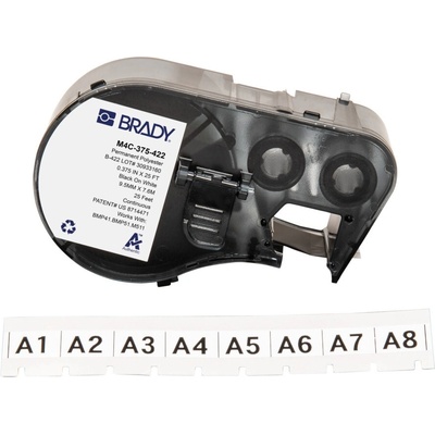 Brady M4C-375-422 / 170730, 9.53 mm x 7.62 m, Полиестер, черен печат / бял фон (170730)