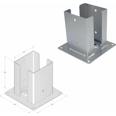 Domax PSPD zaskrutkovacia pätka stĺpika so štvorcovou základňou 150 x 150 140 - 142 x 200 x 220 x 3.0 mm
