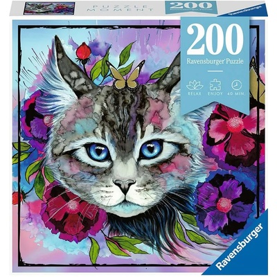 Ravensburger Пъзел Ravensburger от 200 части - Котка в цветя (12960)