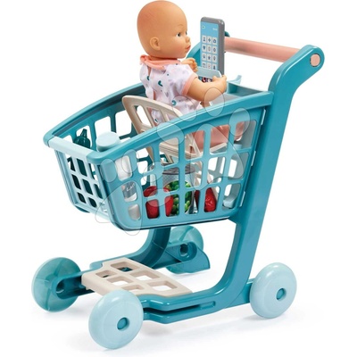 ÉcoiffierNákupný vozík s 30 cm bábikou Trolley Doll Vert Azur
