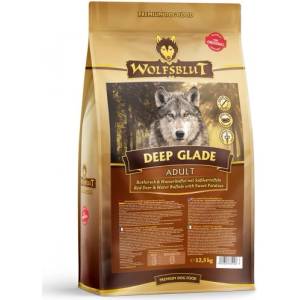 Wolfsblut DEEP GLADE ADULT - Red Deer Meat and Water Buffalo with Sweet Potatoes - храна за кучета БЕЗ ЗЪРНО с Месо от благороден елен, воден бивол и сладки картофи, за средни и едри породи, Германия - 12, 5 кг