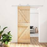 vidaXL Преплъзваща се врата 70 x 210 cm Естествено и бяло (3445004)