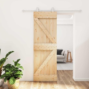 vidaXL Преплъзваща се врата 70 x 210 cm Естествено и бяло (3445004)