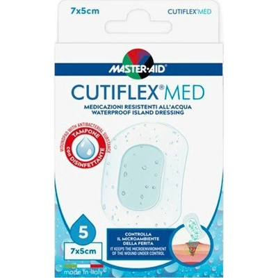 MASTER AID CUTIFLEX MED Rýchloobväz transparentné sterilné vodeodolné krytie na rany 7 x 5 cm 5 ks