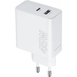 Maxlife Зарядно устройство Maxlife MXTC-07-45AC PD QC, адаптер 45W 1x USB-C 1x USB-A, 220V, Бяло (MXTC-07-45AC)
