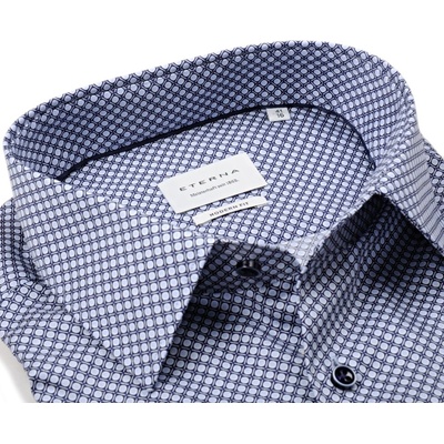 Eterna Modern Fit Twill košile s modrým vzorem extra prodloužený rukáv